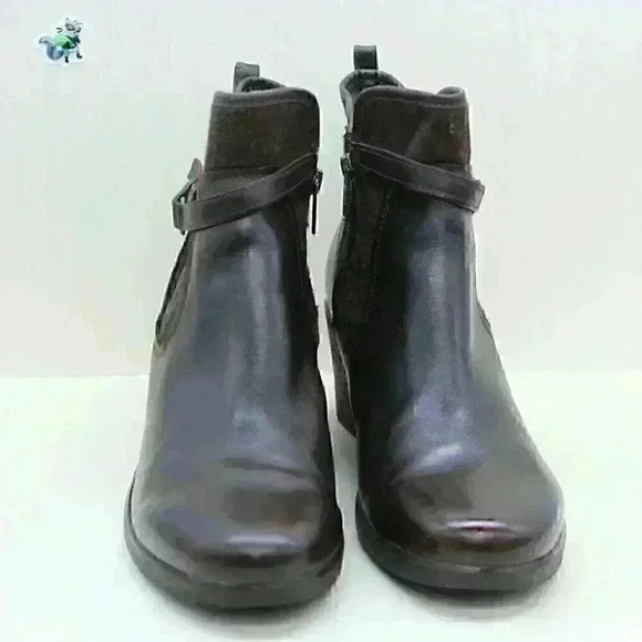 UGG Australia Emalie Women's Brown Leather Wedge Ankle Boots Size US 10 - Picture 5 of 10